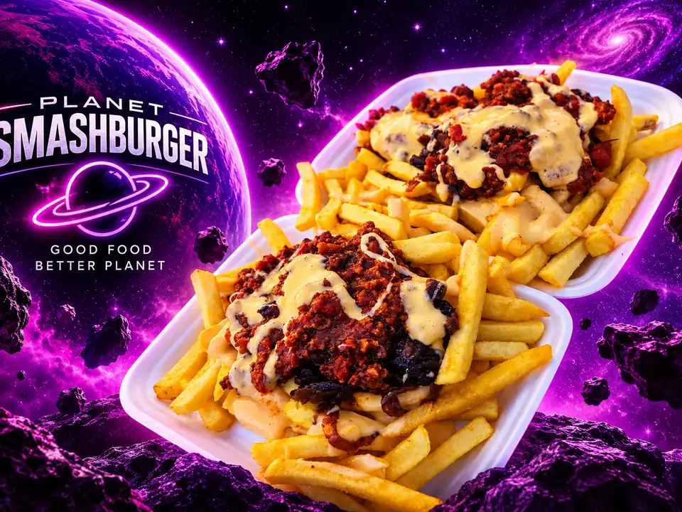 Pommes mit Chili-con-Carne- und Käsetopping